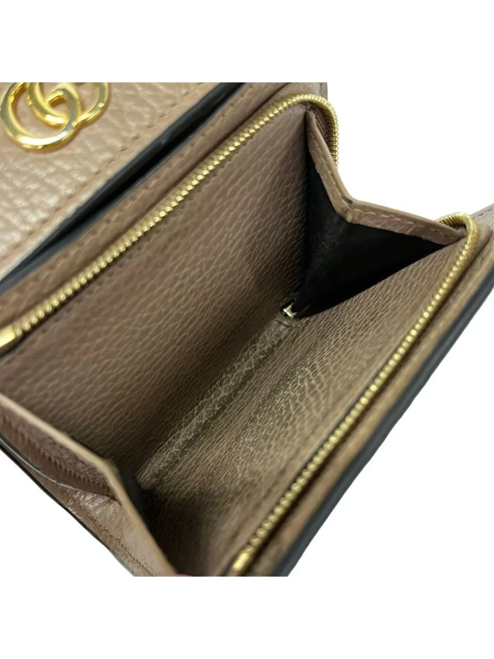 Gucci Bifold Wallet GG Marmont Plus Supreme Beige Dark Brown Leather
